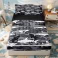 thumbnail image 1 of Erosebridal Camo Shark Pattern Zipper Full Size Comforter Sets with Fitted Sheet and 2 Pillowcases,Monochrome Fish Print Zipper Bedding Set,Gray Black White,Black Reversible, 1 of 6