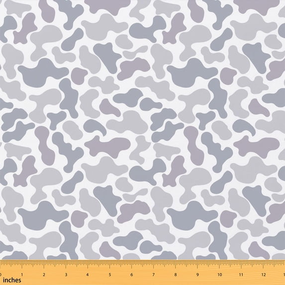 Erosebridal Camouflage Print Fabric by the Yard 5 Yards Camo Pattern Fabric for Sewing, Off White
