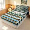 thumbnail image 1 of Erosebridal Camper Happy Camping Zipper Twin Comforter Sets with Fitted Sheet and 2 Pillowcases, Brown Blue Stripe Zipper Bedding Set, Colorful Stars Reversible, 1 of 7