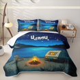 thumbnail image 1 of Erosebridal Camper RV Car Bed Spread Queen for Boys Girls, Happy Camping Queen Coverlet Set, 3-Piece 1 Quilt and 2 Pillowcases, 1 of 7