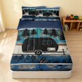 thumbnail image 1 of Erosebridal Camper Zipper Twin Comforter Sets with Fitted Sheet and 2 Pillowcases, Camping Zipper Bedding Set, Wood Blue, Navy Reversible, 1 of 7