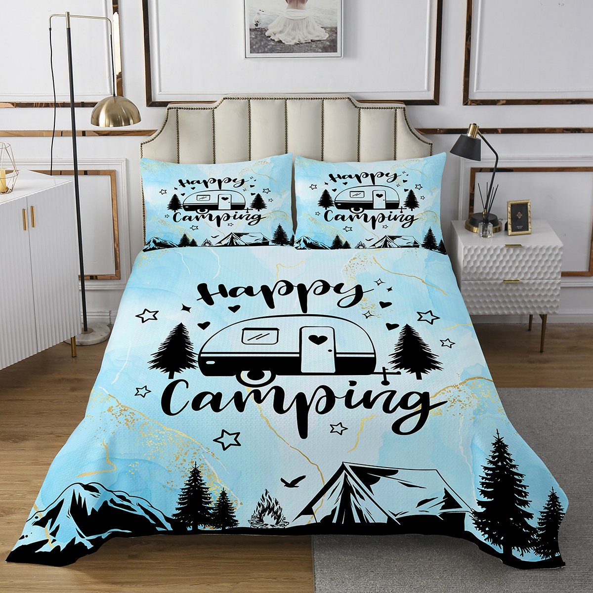 Erosebridal Camping Car Bedspread Sets Queen Size, Camper Bed Quilt ...