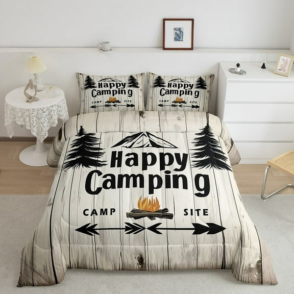 Erosebridal Camping Comforter Sets Queen Size for Teens, Lake House Comforters & Duvets, Adventure Decor, Reversible 3 Pieces