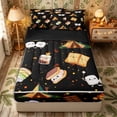 thumbnail image 1 of Erosebridal Camping Marshmallow Pattern Zipper Queen Comforter Set with Fitted Sheet and 2 Pillowcases,Bonfire Tent Print Zipper Bedding Set,Black Orange,Black Reversible, 1 of 6