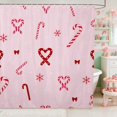 thumbnail image 1 of Manfei Candy Cane Waterproof Shower Curtain 72Wx72L Christmas Bathroom Curtain, Red Green, 1 of 5