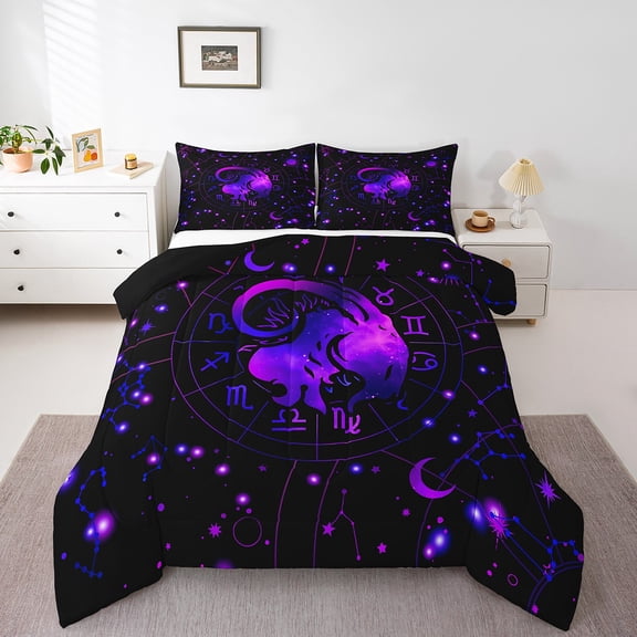 Erosebridal Capricorn Comforter Set Full Size Constellations Bedding Set 12 Horoscope Astrology Comforter Bohemian Exotic Style Quilt Set