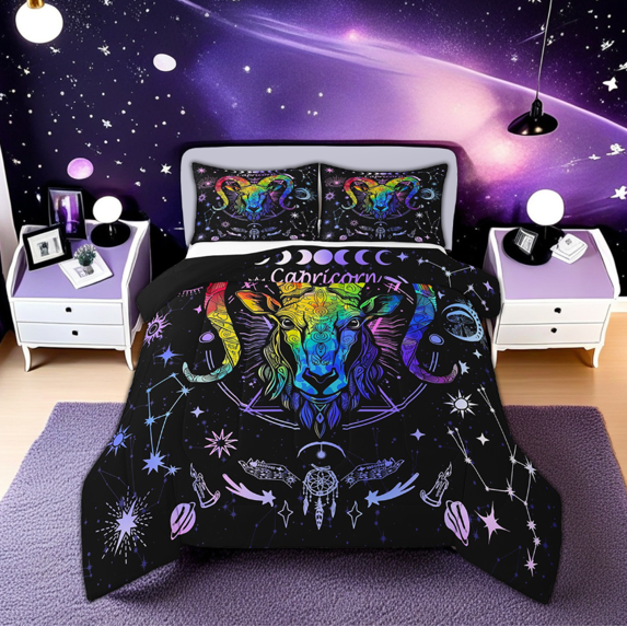 Erosebridal Capricorn Gifts Bedding Sets with Comforter, Twelve Constellations Duvet Insert, Astrology Horoscope Home Decor, Reversible 2pcs