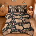 thumbnail image 1 of Erosebridal Capybara 7-Piece Twin Bedding Sets,Rustic Plant Pink Flowers Bedding Comforter Set For Girls Kids ,Reversible Black, 1 of 7