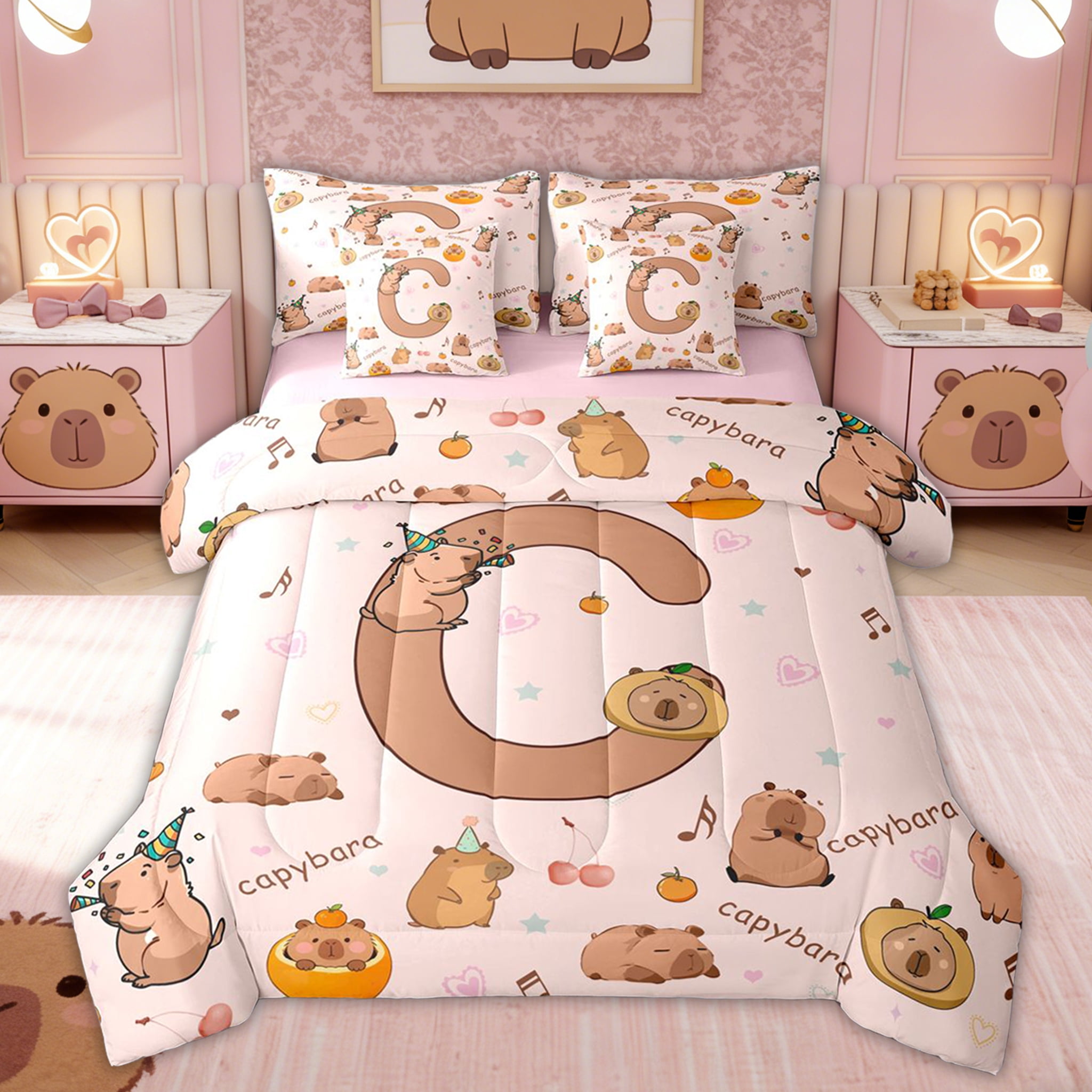 Erosebridal Capybara Animals for Kids Bedding Comforter Set, Cartoon C ...