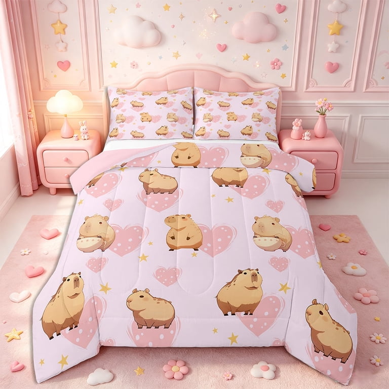Erosebridal, Comforter Set, Cartoon Animal Bedding, Pink Love