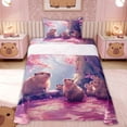 thumbnail image 1 of Erosebridal Capybara Family Kid Twin Sheet Sets, Cherry Blossoms Bedding, 3pcs, 1 of 5