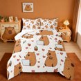 thumbnail image 1 of Erosebridal Capybara Full Size Comforter Sets For Capybara Lover,Red Cartoon Lovers Pattern Bedding Sets For Kids Girls Reversible 3 Pieces, 1 of 7