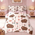thumbnail image 1 of Erosebridal Capybara Lover Kids Bedding Comforter Set, Spring Flower Queen Bedding Sets, Pink Reversible, 7-Piece, 1 of 7