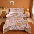 thumbnail image 1 of Erosebridal Capybara Lover Queen Comforter Set,Cartoon Mouse Rustic Floral Bedding Comforter Set For Girls Kids ,Reversible Pink 3-Piece, 1 of 7