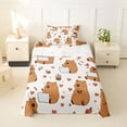 thumbnail image 1 of Erosebridal Capybara Twin Sheet Sets For Capybara Lover,Red Cartoon Lovers Pattern Bedding For Kids Girls 3-Piece, 1 of 6