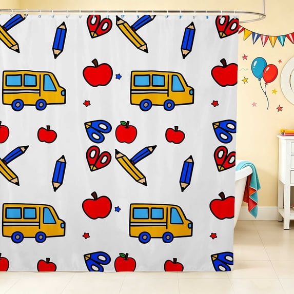 Erosebridal Car Shower Curtain 72Wx78L, Apple Bath Curtain, Apple Car