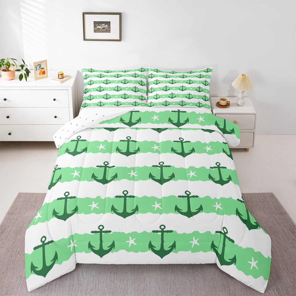 Gallery Detail: Erosebridal Cartoon Anchor Comforter Sets Queen Size Ocean Marine