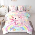 thumbnail image 1 of Erosebridal Cartoon Animal Axolotl Bedding Twin Size,Rainbow Stars Print Bed Set,Dreamy Colorful Bedding Sets Twin Size,Super Cozy Room Decorative Reversible,7pcs, 1 of 5