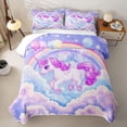 thumbnail image 1 of Erosebridal Cartoon Animal Unicorn Bed Spread Queen For Kids,Kawaii Rainbow Stars Queen Coverlet Set,3 Pieces, 1 of 7