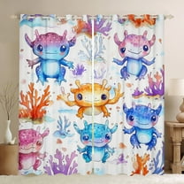 Erosebridal Cartoon Axolotl Curtains for Living Room (38Wx45L),Kawaii Animal 30%-50% Blackout Curtains Set of 2 (38x45),Cute Wildlife Curtains and Drapes,Ocean Room Decoration