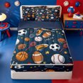 thumbnail image 1 of Erosebridal Cartoon Ball Sport Zipper Twin Comforter Sets with Fitted Sheet and 2 Pillowcases,Football Baseball Basketball Zipper Bedding Set For Boys,Navy Blue Reversible,4-Piece, 1 of 7