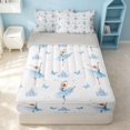 thumbnail image 1 of Erosebridal Cartoon Ballet Girl Zipper Queen Comforter Set with Fitted Sheet and 2 Pillowcases, Kawaii Princess Zipper Bedding Set, Gray Reversible, Light Blue, Gray Reversible, 1 of 7