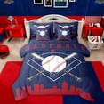 thumbnail image 1 of Erosebridal Cartoon Baseball Bedding Comforter Set 7pcs, Sports Gaming King Bedding Sets, Navy Crimson, 1 of 7