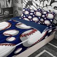 thumbnail image 1 of Erosebridal Cartoon Baseball Lover Zipper Twin Comforter Sets with Fitted Sheet and 2 Pillowcases for Boys Men, Sports Ball Print Zipper Bedding Set, Navy Reversible, 4 Pieces, 1 of 7