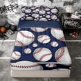 thumbnail image 1 of Erosebridal Cartoon Baseball Zipper Twin Comforter Sets with Fitted Sheet and 2 Pillowcases for Boys Men, Sport Ball Print Zipper Bedding Set, Navy Reversible, 4pcs, 1 of 6