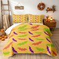 thumbnail image 1 of Erosebridal Cartoon Bat Quilt Full, Halloween Full Bedspread Sets for Boys Girls, Mustard Orange Purple Light Green, 3pcs 1 Coverlet and 2 Pillowcases, 1 of 7