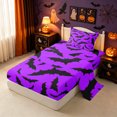 thumbnail image 1 of Erosebridal Cartoon Bat Twin Sheets, Halloween Sky Bedding, Purple Burgundy, Black Reversible, 3-Piece, 1 Flat Sheet, 1 Fitted Sheet and 1 Pillowcase, 1 of 6