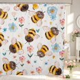 thumbnail image 1 of Erosebridal Cartoon Bee Shower Curtain 72Wx72L,Cute Sunflower Florals Bathroom Curtain,White Pink, 1 of 5