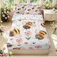 thumbnail image 1 of Erosebridal Cartoon Bee Zipper Twin Comforter Sets with Fitted Sheet and 2 Pillowcases,Cute Sunflower Florals Zipper Bedding Set,White Pink,Polkadot Reversible,4pcs, 1 of 8
