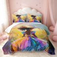 thumbnail image 1 of Erosebridal Cartoon Black Girl Twin Quilt Set, Kawaii Princess Twin Coverlet Set, Stars Reversible, Rainbow Multicolor, 2pcs (1 Bedspread and 1 Pillowcase), 1 of 7
