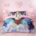 thumbnail image 1 of Erosebridal Cartoon Black Girls Queen Duvet Cover Set,Rainbow Galaxy Starry Night Bedding For Kids Teens,Reversible Pink,3pcs(No Comforter), 1 of 6