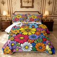 thumbnail image 1 of Erosebridal Cartoon Blossom Quilt King, Cute Flower King Coverlet Set, Gray Reversible, Multicolor Black, 3-Piece (1 Bedspread and 2 Pillowcases), 1 of 7