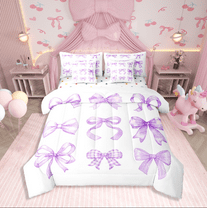 Erosebridal Cartoon Bow Tie Bedding Sets Twin Size,Bow Bowknot Comforter Sets with Sheets,Kawaii Decoration,Reversible,Lightweight,7-Piece