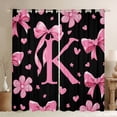 thumbnail image 1 of Erosebridal Cartoon Bow Tie Printed Black Out Curtains,Ribbon Bowknot Pink Monogrammed K Curtains Pack of 2 (42x63 Each) For Girls Kids, 1 of 7