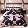 thumbnail image 1 of Erosebridal Cartoon Bow Tie Quilt Full, Princess Ribbon Full Bedspread Sets, Black Reversible, Pink Diamond Bow, 3pcs (1 Coverlet and 2 Pillowcases), 1 of 7