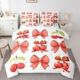 thumbnail image 1 of Erosebridal Cartoon Bowknot Bed in a Bag King size, Cherry Fruit Bed Set, Teens Teenager Reversible Comforter Sets, Breathable Room Decor, 7 Pieces, 1 of 6