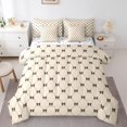 thumbnail image 1 of Erosebridal Cartoon Bowknot Comforter Set with Sheets Bow Tie Knot Grid 7 Piece Bedding Set Queen Size Hand-painted Cute Bow Bed in a Bag Soft Light Brown Noble Bedding Comforters, 1 of 5