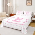 thumbnail image 1 of Erosebridal Cartoon Bowknot Girls Full Size Sheets, Monogrammed E Bed Sheets, White Pink, 4-Piece, 1 of 5