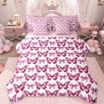 thumbnail image 1 of Erosebridal Cartoon Butterfly Pattern 7-Piece Bedding Comforter Set,Pink Bowknot Glitter Print King Bedding Sets For Girls,Reversible, 1 of 7