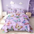 thumbnail image 1 of Erosebridal Cartoon Butterfly Twin Quilt Set, Chic Wildlife Twin Coverlet Set, Stars Reversible, Lavender Multicolor, 2-Piece (1 Bedspread and 1 Pillowcase), 1 of 7