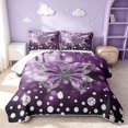 thumbnail image 1 of Erosebridal Cartoon Butterfly Twin Quilt Set, Princess Blings Print Twin Coverlet Set, Black Reversible, Deep Purple, 2 Pieces (1 Bedspread and 1 Pillowcase), 1 of 7