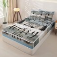 thumbnail image 1 of Erosebridal Cartoon Camper Car Zipper Twin Comforter Sets with Fitted Sheet and 2 Pillowcases, Rustic Farmhouse Zipper Bedding Set, Gray, 1 of 7