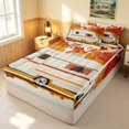 thumbnail image 1 of Erosebridal Cartoon Camper Zipper Queen Comforter Set with Fitted Sheet and 2 Pillowcases, Hello Fall Print Zipper Bedding Set, Halloween Reversible, 1 of 7