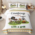 thumbnail image 1 of Erosebridal Cartoon Camping Quilt King for Boys Girls, Outdoor Grill Print King Coverlet Set, Green White, 3 Pieces, 1 of 7