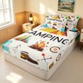 thumbnail image 1 of Erosebridal Cartoon Camping Theme Zipper Twin Comforter Sets with Fitted Sheet and 2 Pillowcases, Camper Arrow Bonfire Zipper Bedding Set, Reversible, 1 of 7