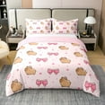 thumbnail image 1 of Erosebridal Cartoon Capybara 100% Cotton Comforter Cover Full, Bowknot 100% Cotton Duvet Cover Full Size, Princess Room Decor, Reversible 3pcs（No Comforter）, 1 of 6